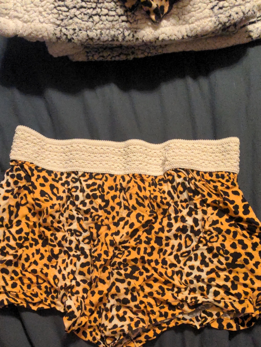 Leopard Print Smocked Waist Shorts - Yellow Black Cream